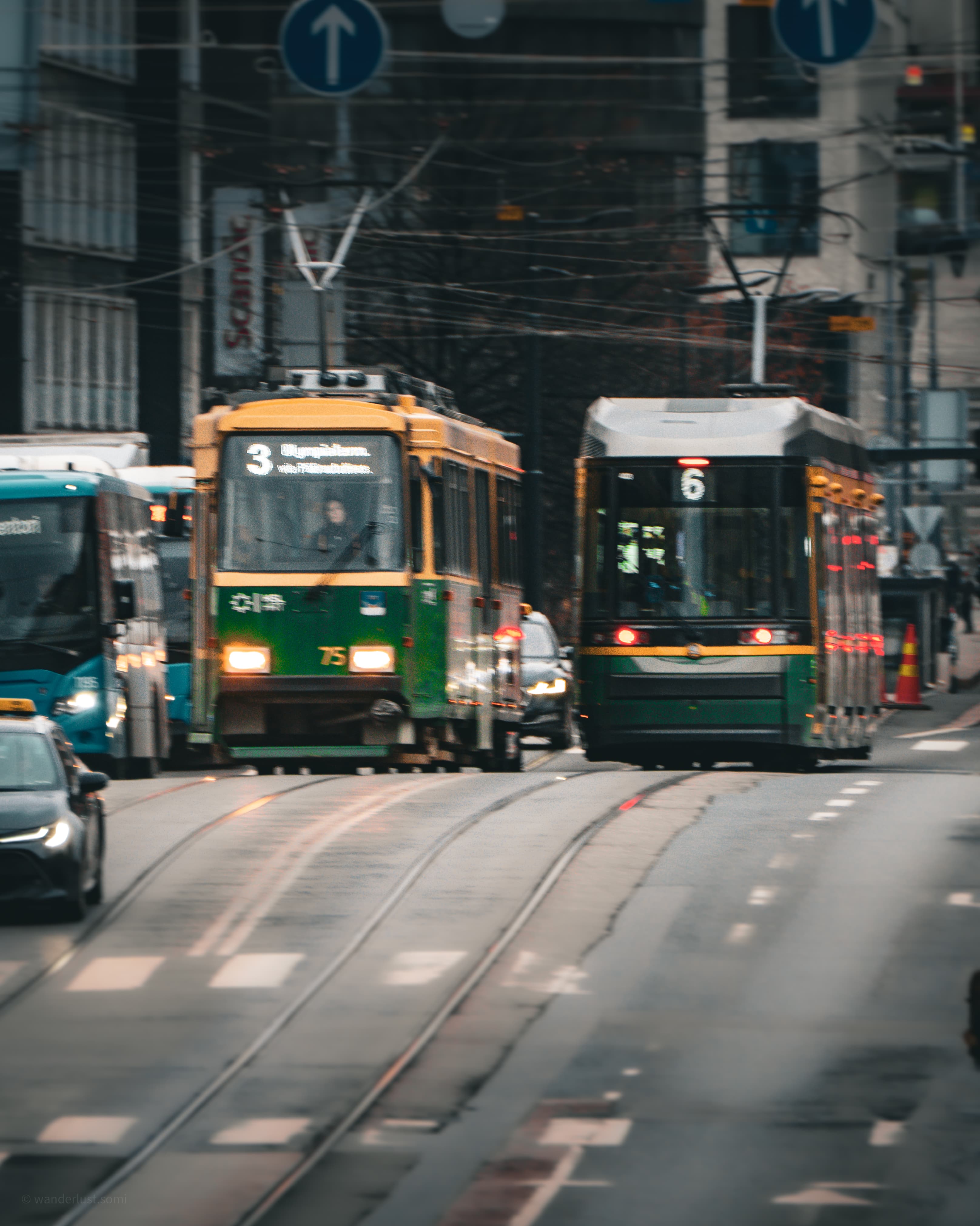 Helsinki Tram - an urban transit street photograph