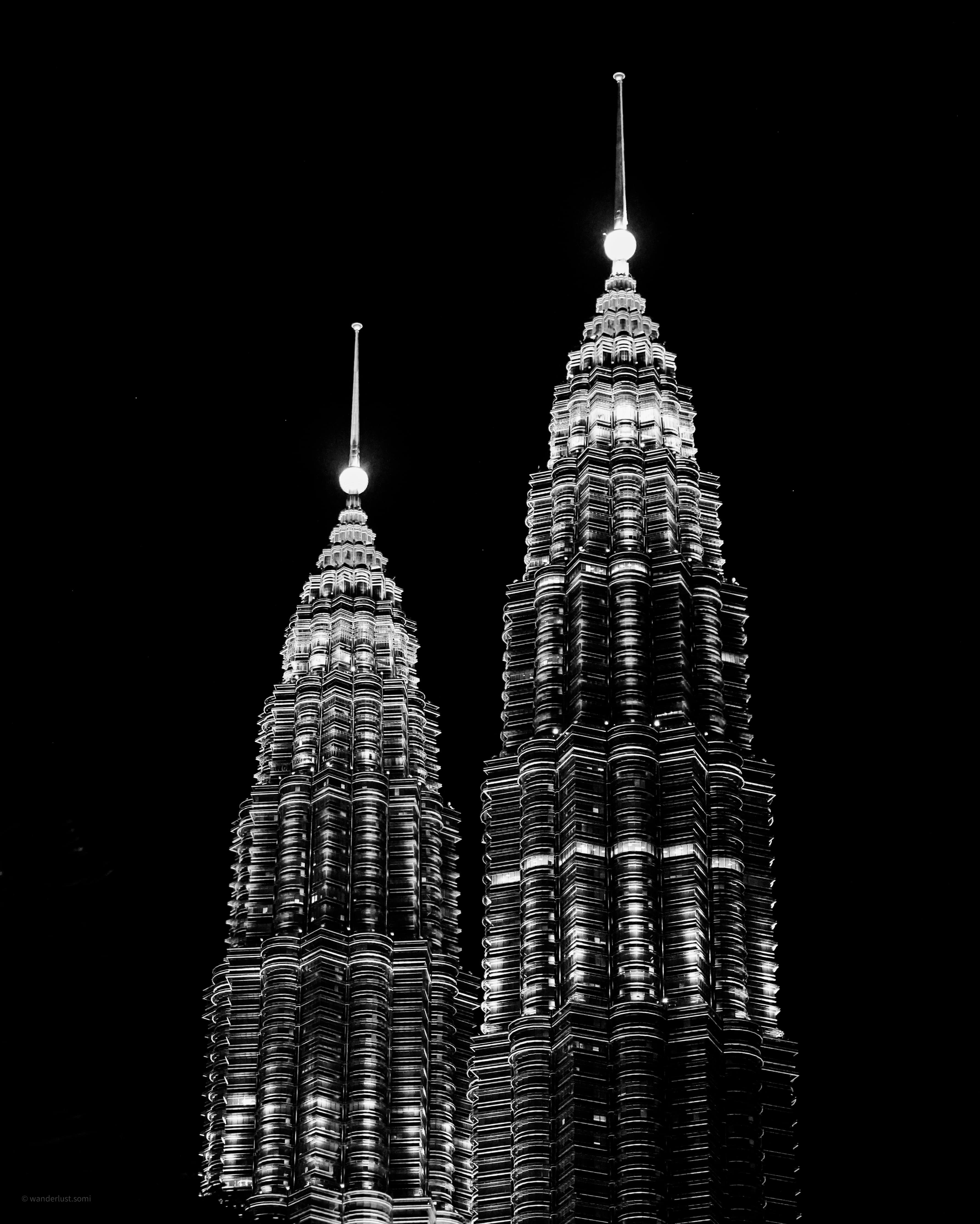 Petronas Tower - black and white architectural photograph